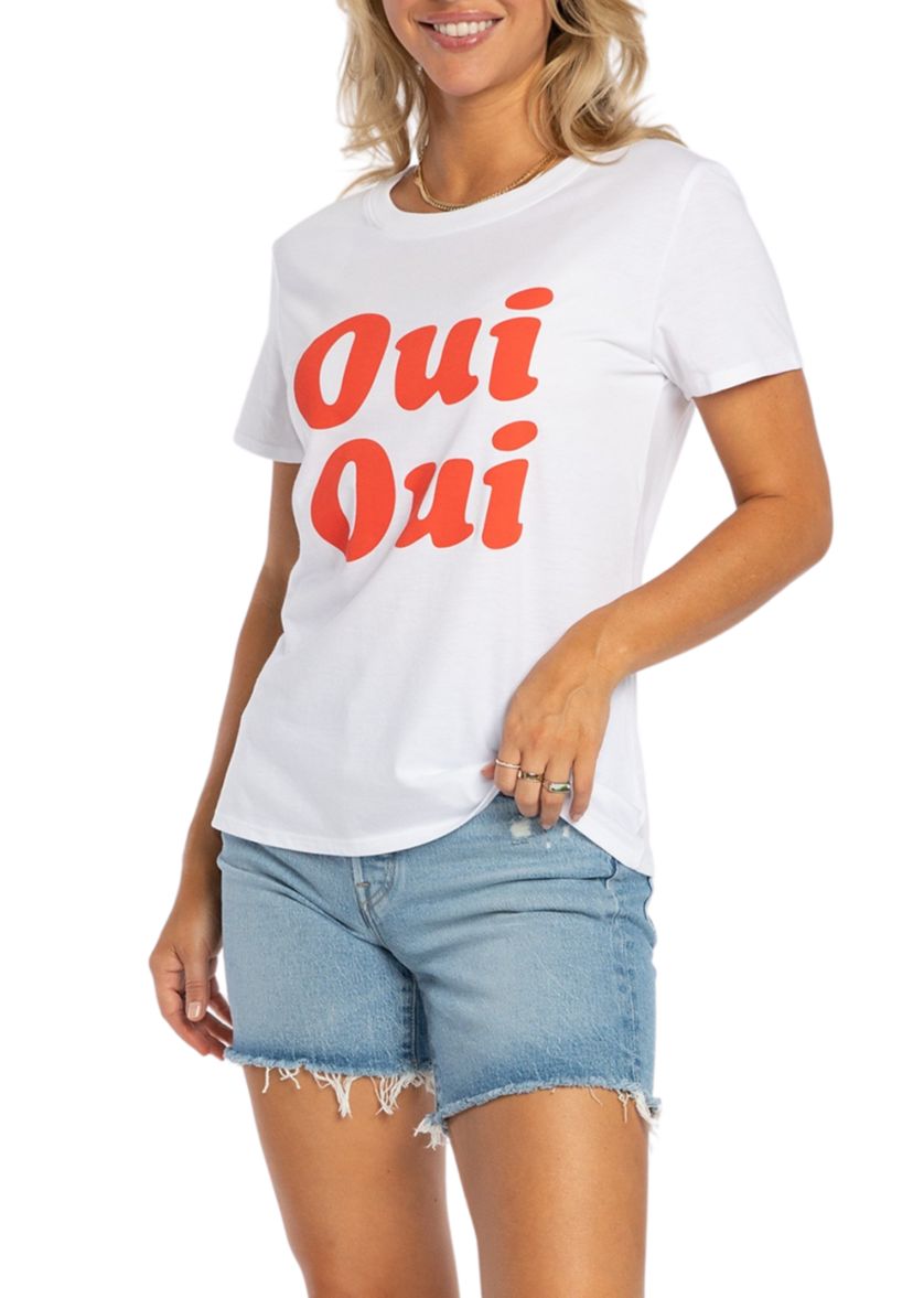 Womens Short Sleeve Oui Oui Graphic T-Shirt