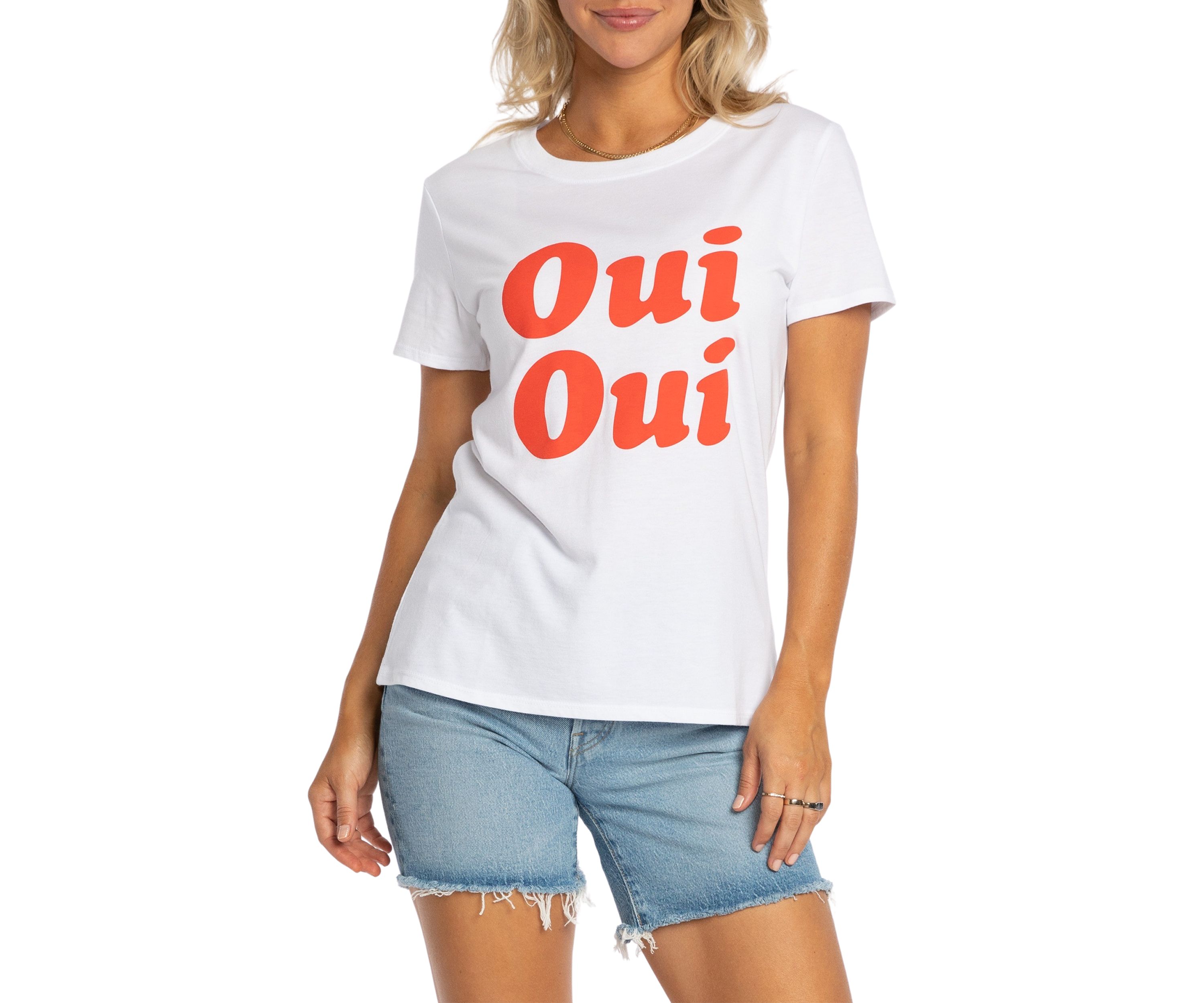 Womens Short Sleeve Oui Oui Graphic T-Shirt