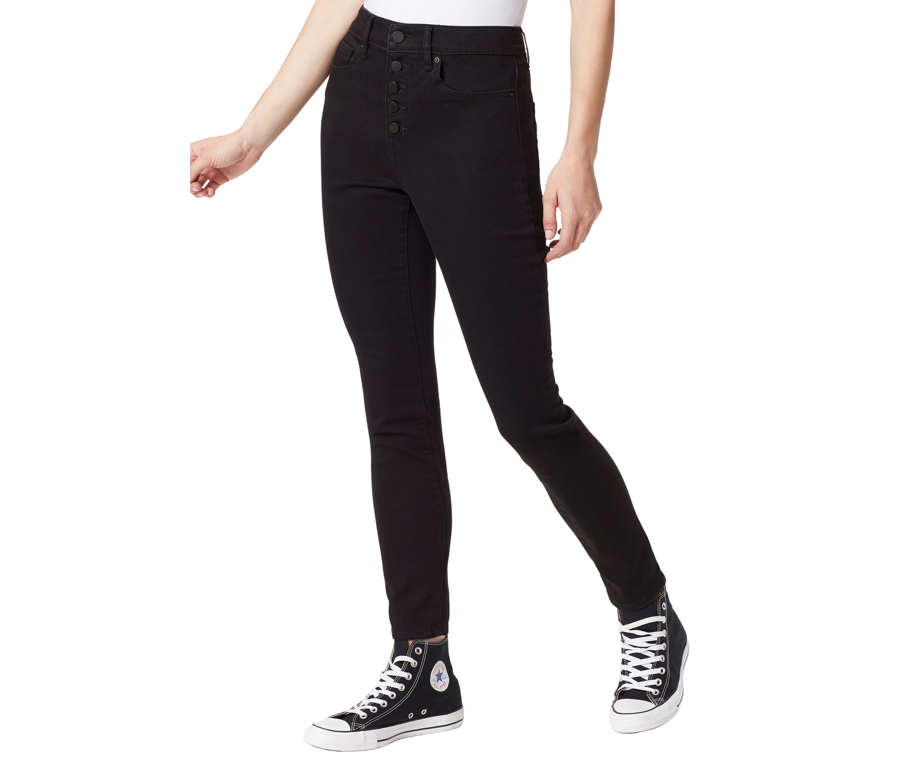  Womens High Rise Black Skinny Jeans 