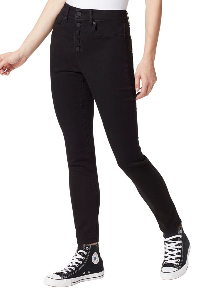  Womens High Rise Black Skinny Jeans 