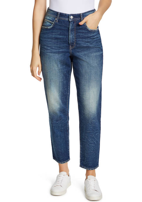 Frayed Womens Tapered Boyfriend Jeans