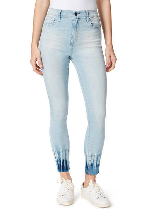 Frayed Womens High Rise Ankle Skinny Jeans