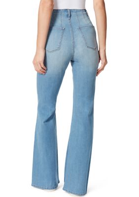 Langwyqu Flare Jeans for Women High Waisted Bell Bottom Stretch Wide Leg  Denim Pants at  Women's Jeans store