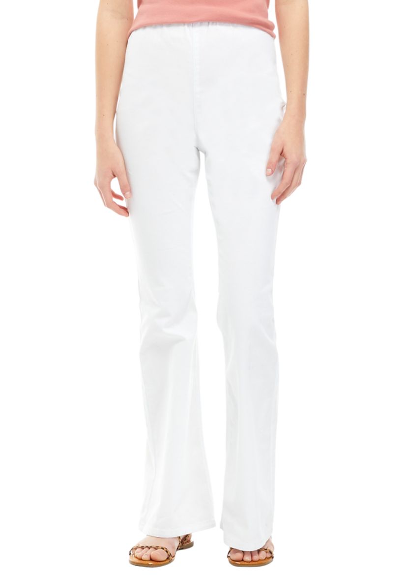 High Rise Pull On Flare Denim Jeans