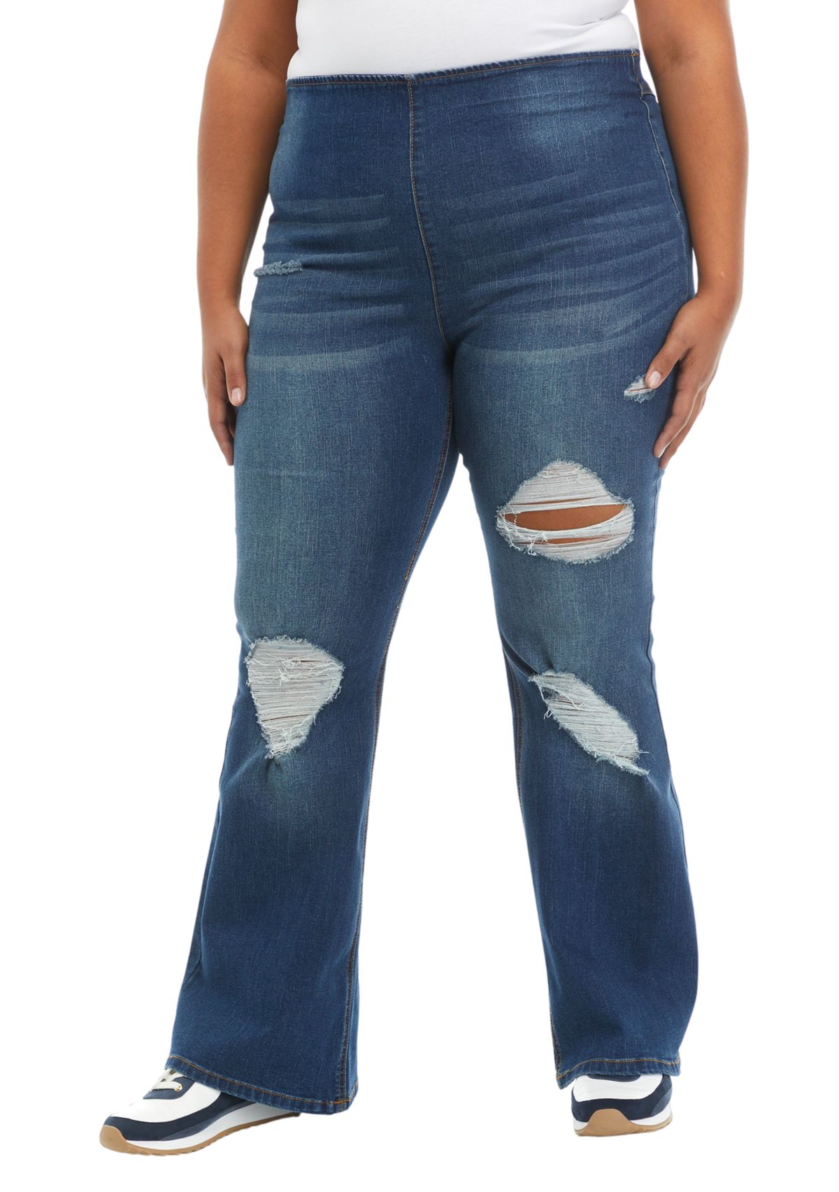 Plus Size Pull On Flare Jeans 