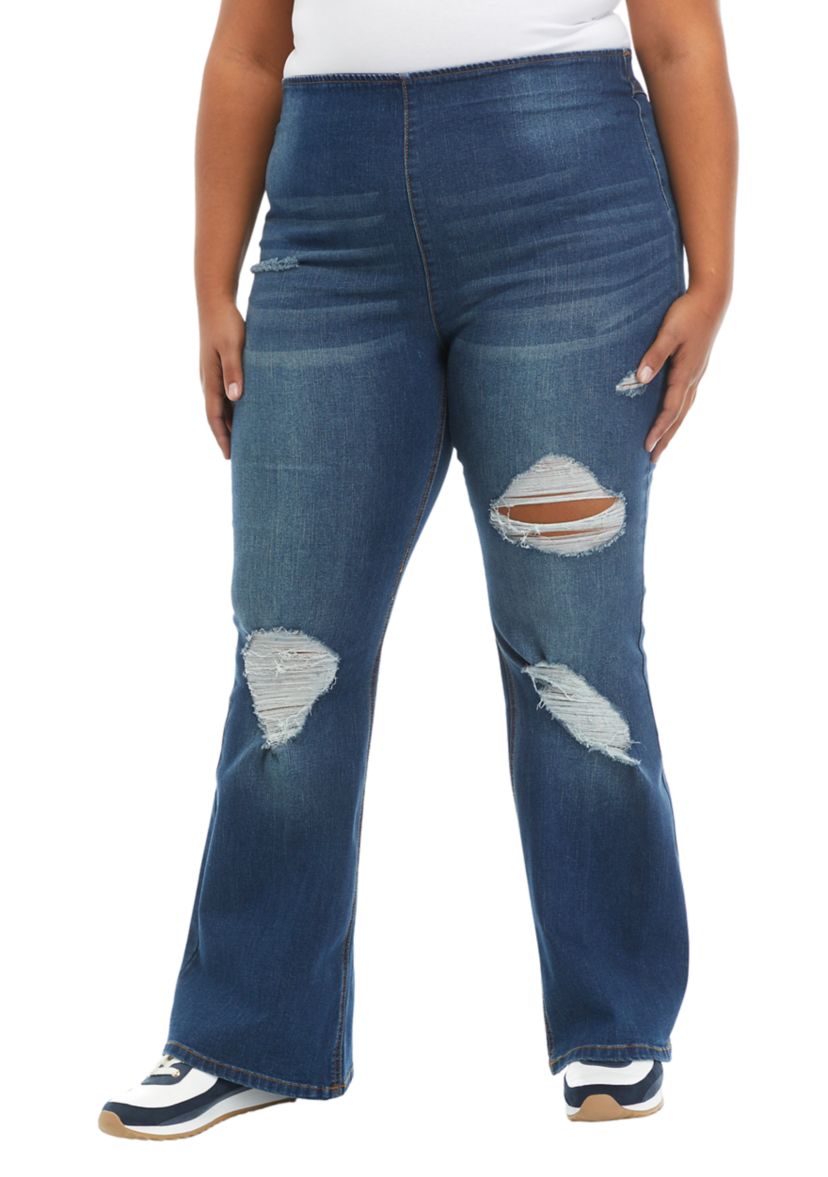 Plus Size Pull On Flare Jeans 