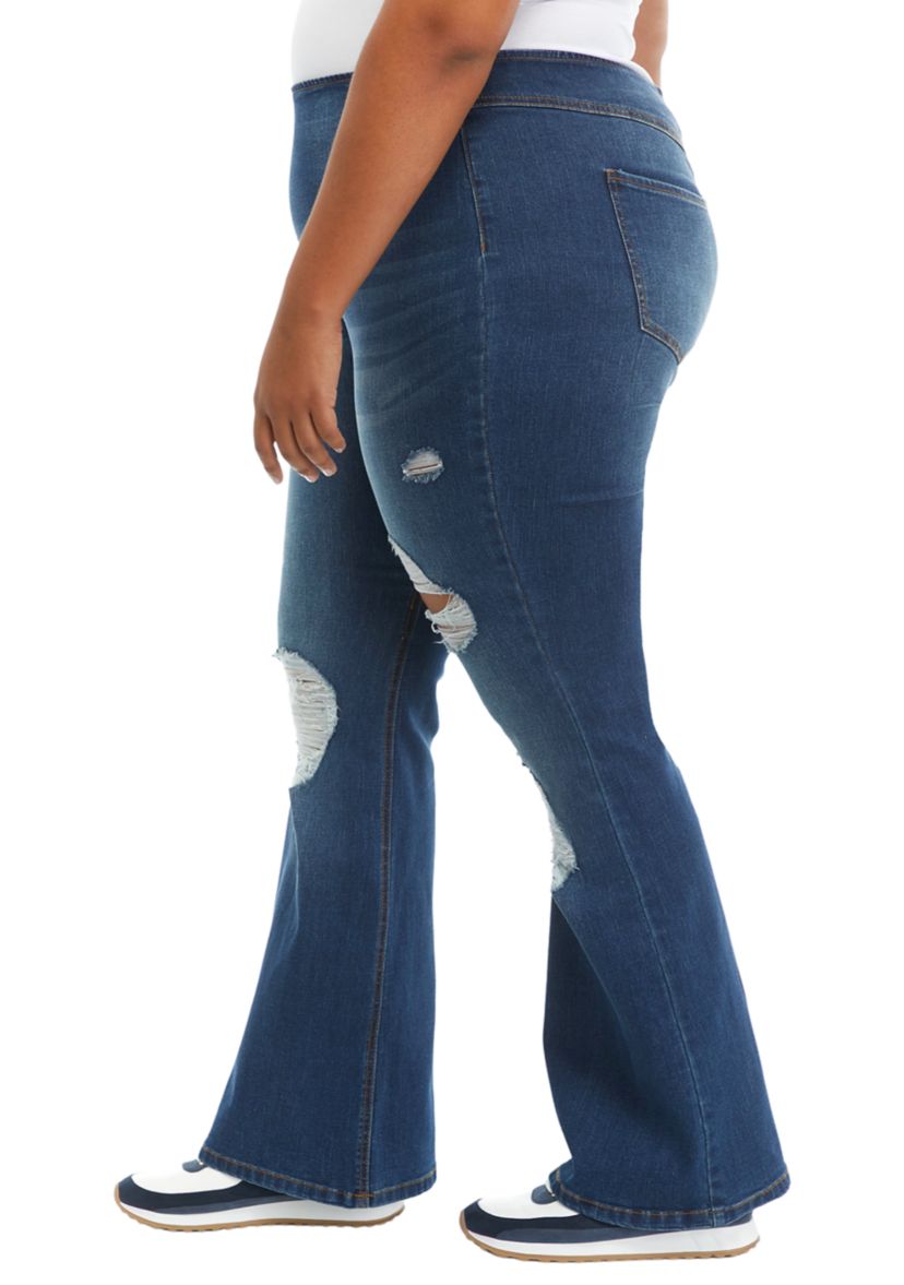 Plus Size Pull On Flare Jeans 
