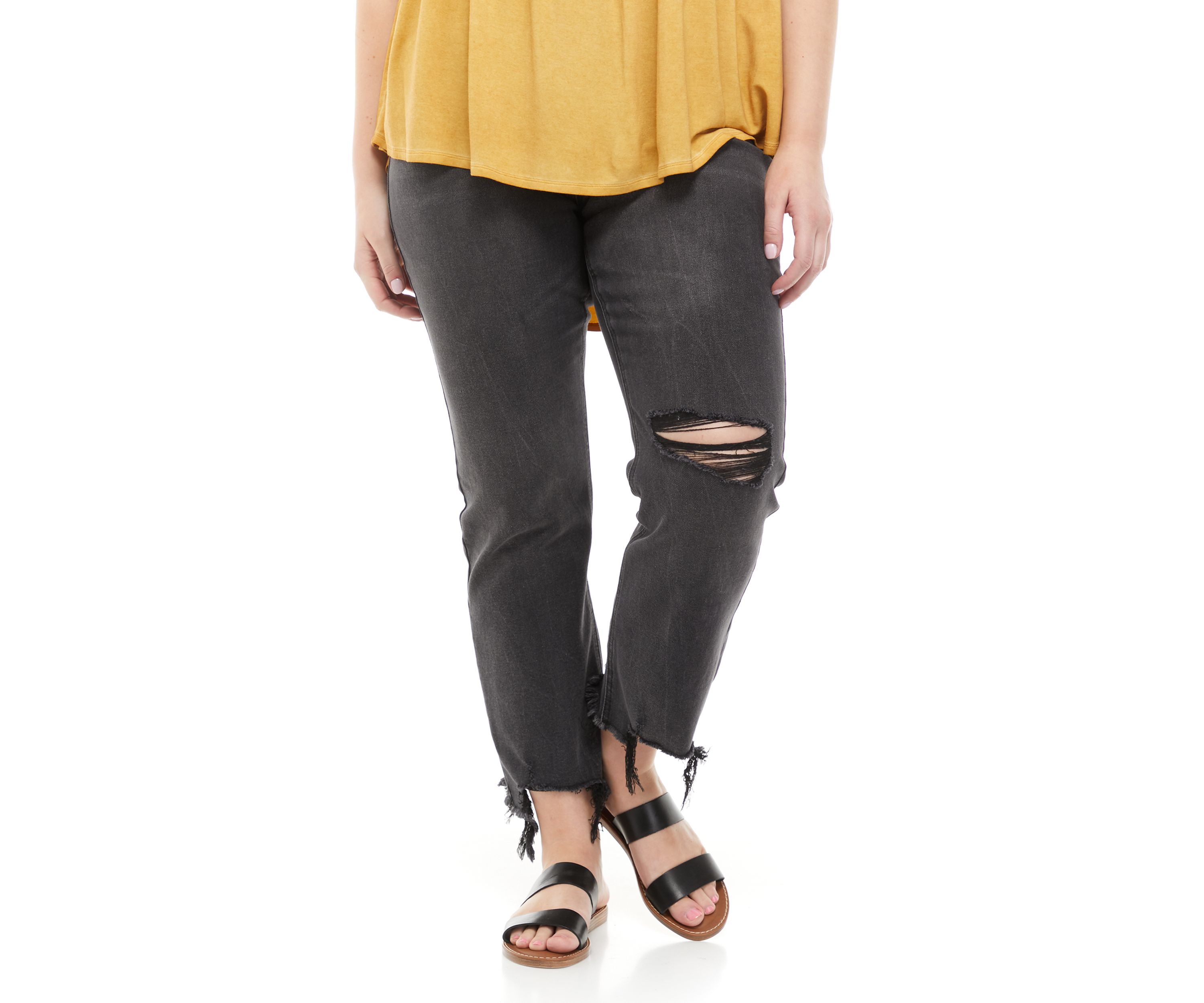 Plus Size High Rise Slim Straight Jeans