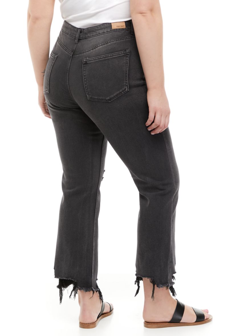 Plus Size High Rise Slim Straight Jeans