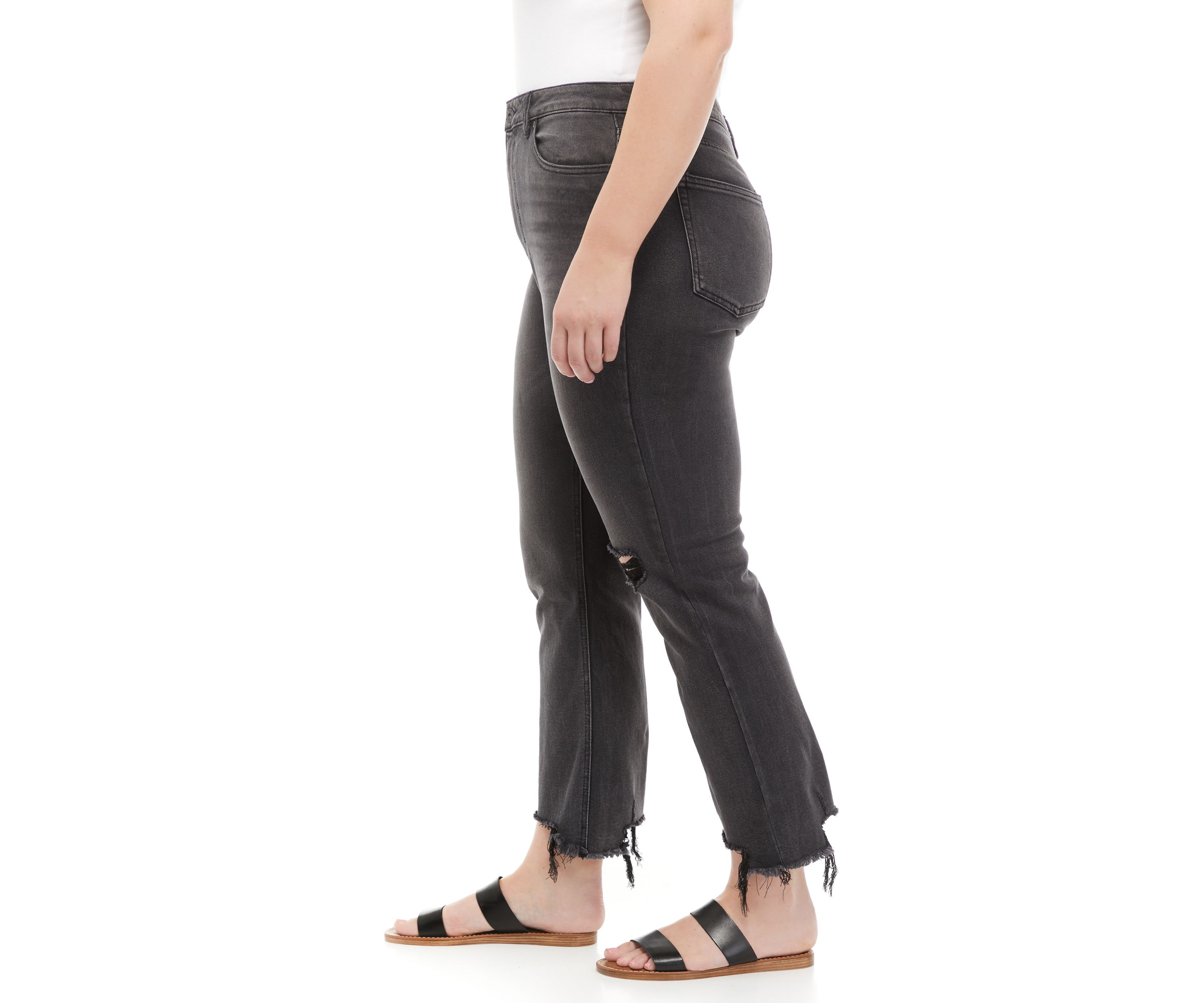 Plus Size High Rise Slim Straight Jeans
