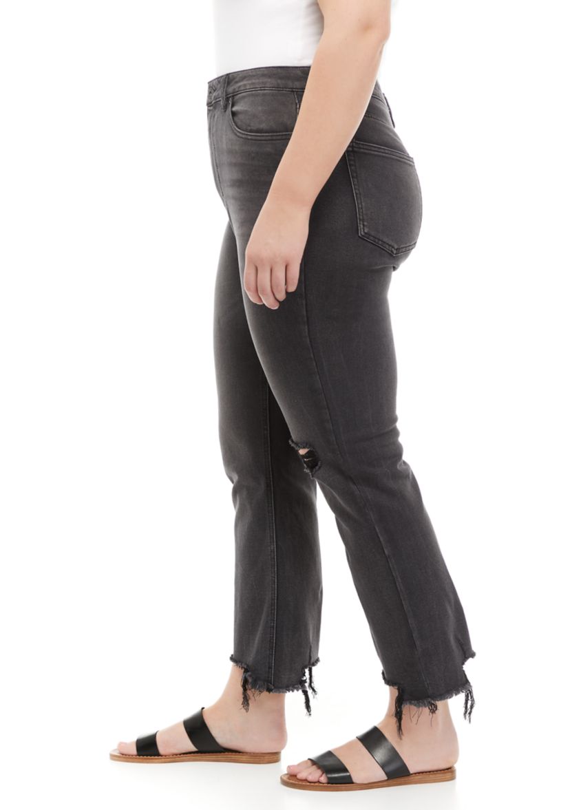 Plus Size High Rise Slim Straight Jeans