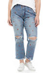 Plus Size High Rise Slim Straight Jeans 