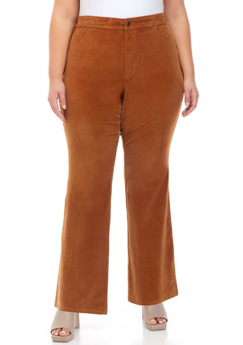 Plus Size High Rise Corduroy Flare Pants