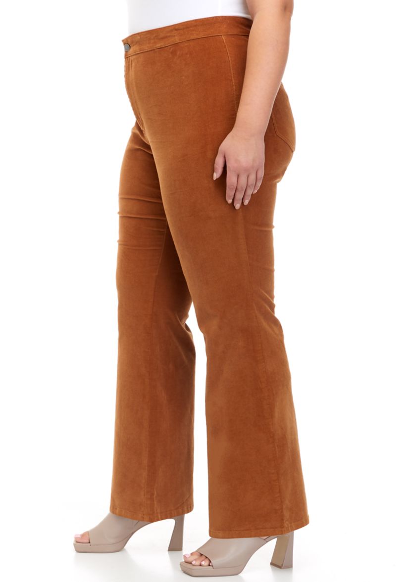Plus Size High Rise Corduroy Flare Pants