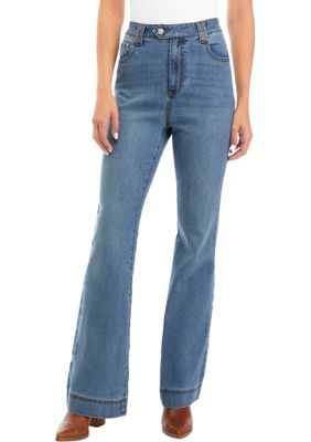 Washed Bell Bottom Front Seam Flare Pants in Light Blue - The Rustic Rack  Boutique