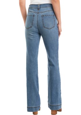 Wax Jean Women's Juniors High Rise Baggy Straight Leg Jeans (Light