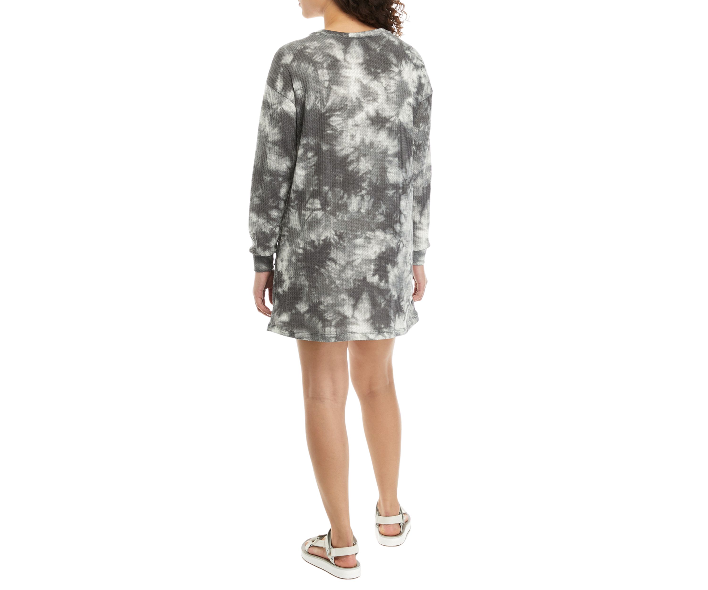 Long Sleeve Waffle Henley Dress 