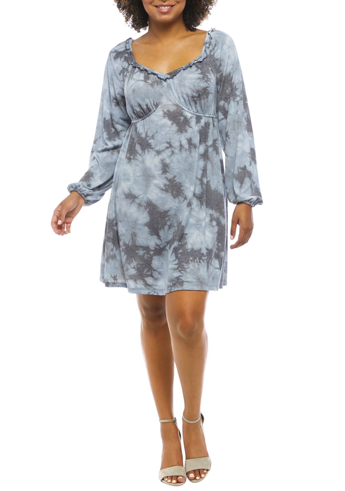   Juniors Blouson Sleeve Babydoll Dress 