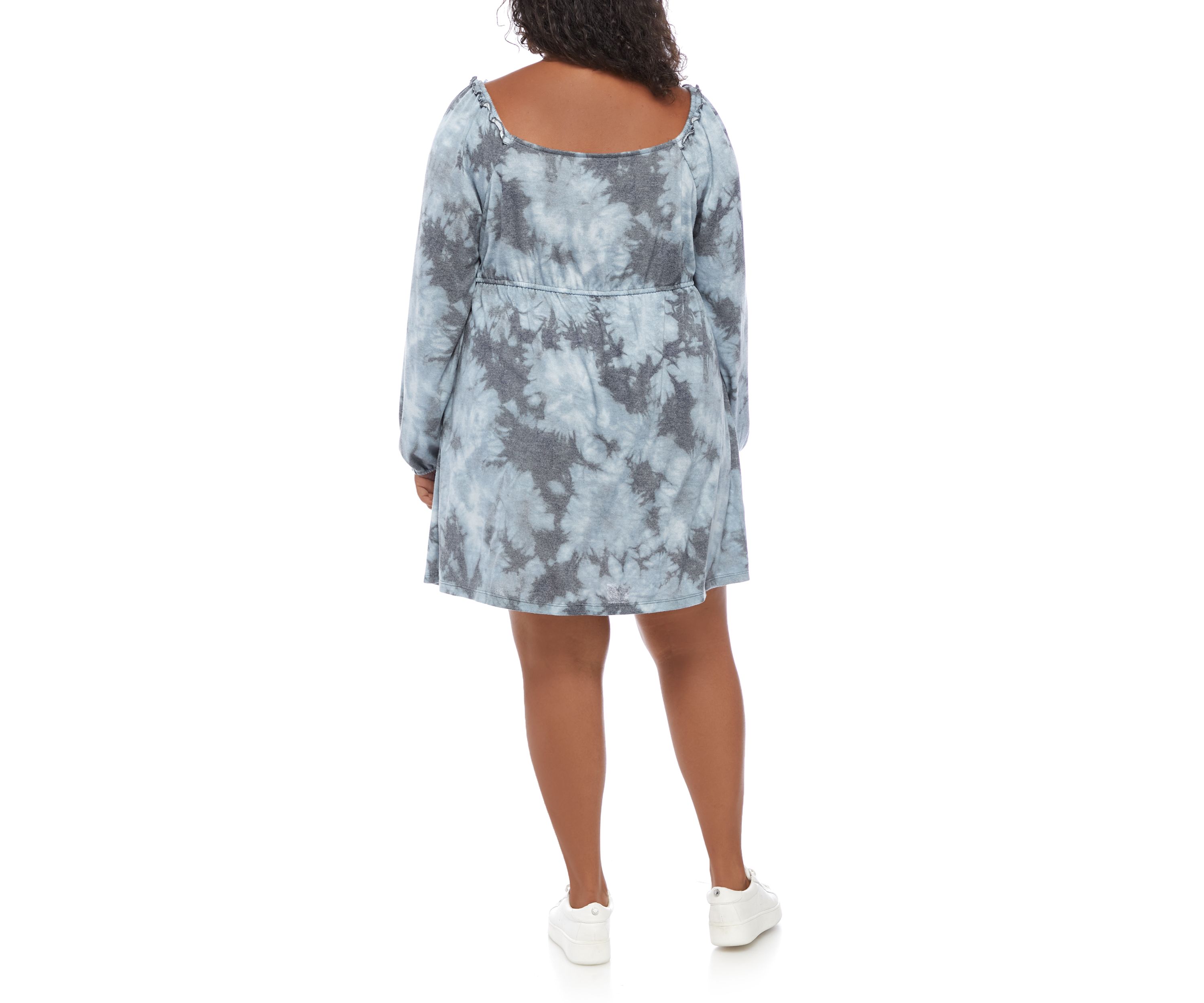 Plus Size Blouson Sleeve Babydoll Dress 