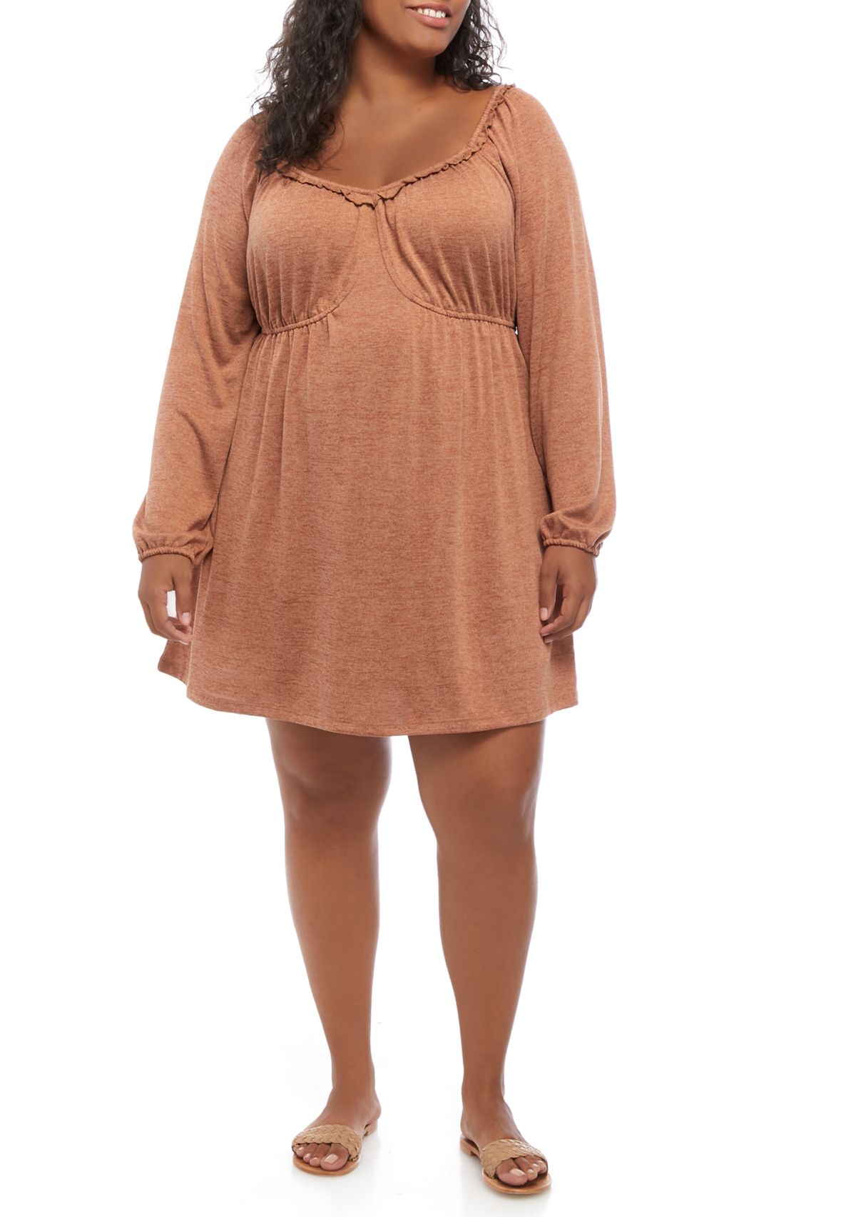 Plus Size  Blouson Sleeve Babydoll Dress 