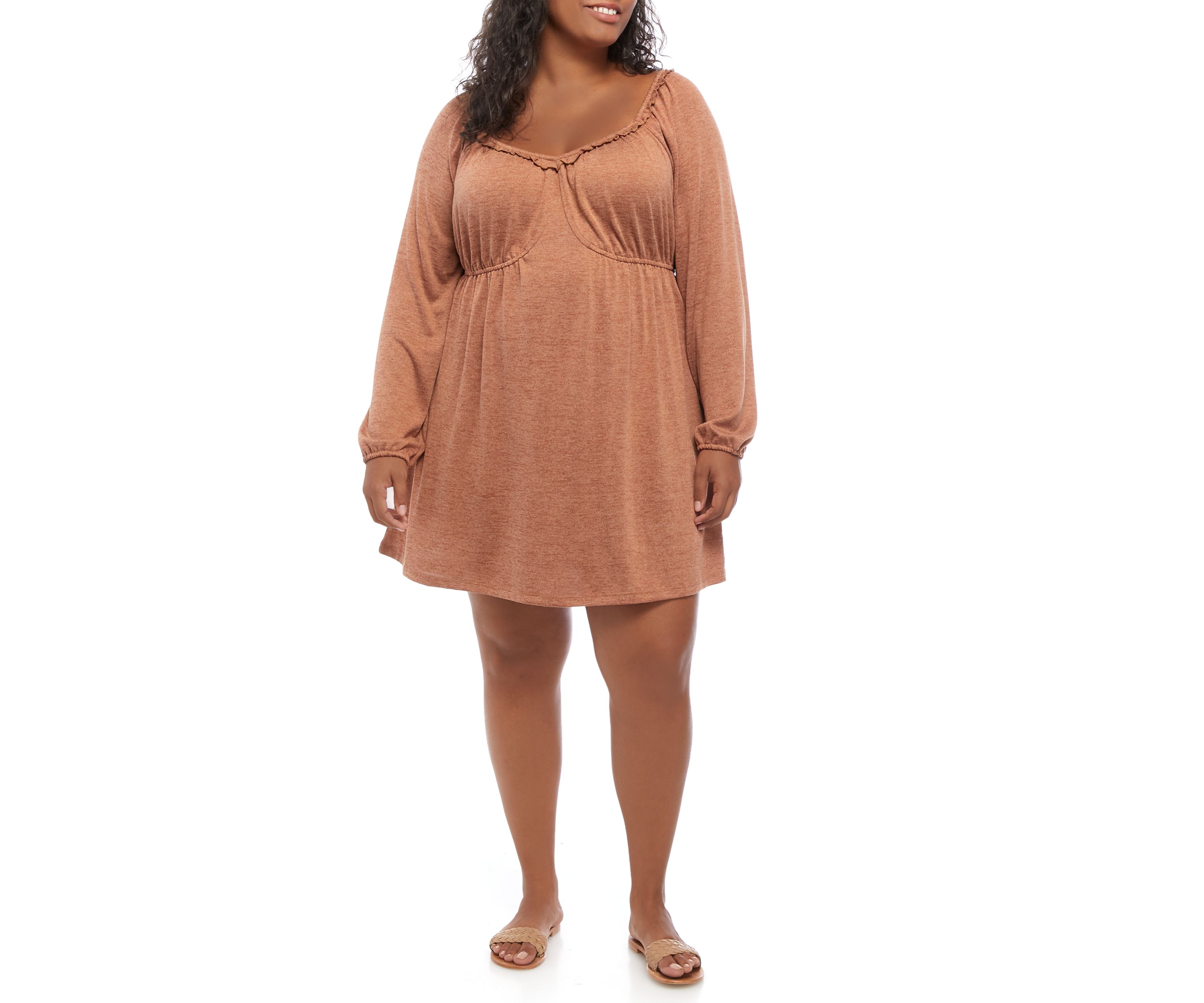 Plus Size  Blouson Sleeve Babydoll Dress 