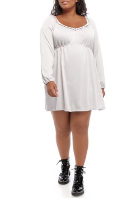 TRUE CRAFT Plus Size Blouson Sleeve Babydoll Dress | Belk
