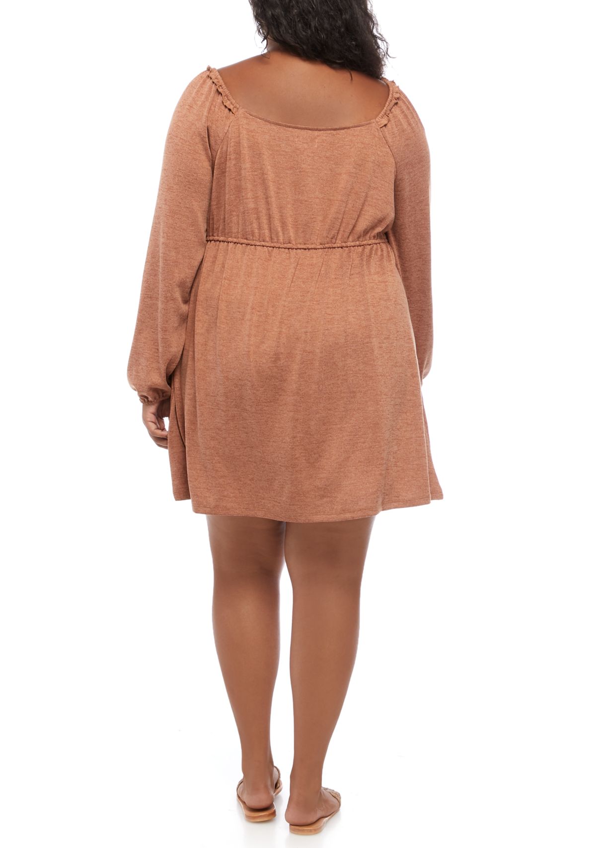 Plus Size  Blouson Sleeve Babydoll Dress 