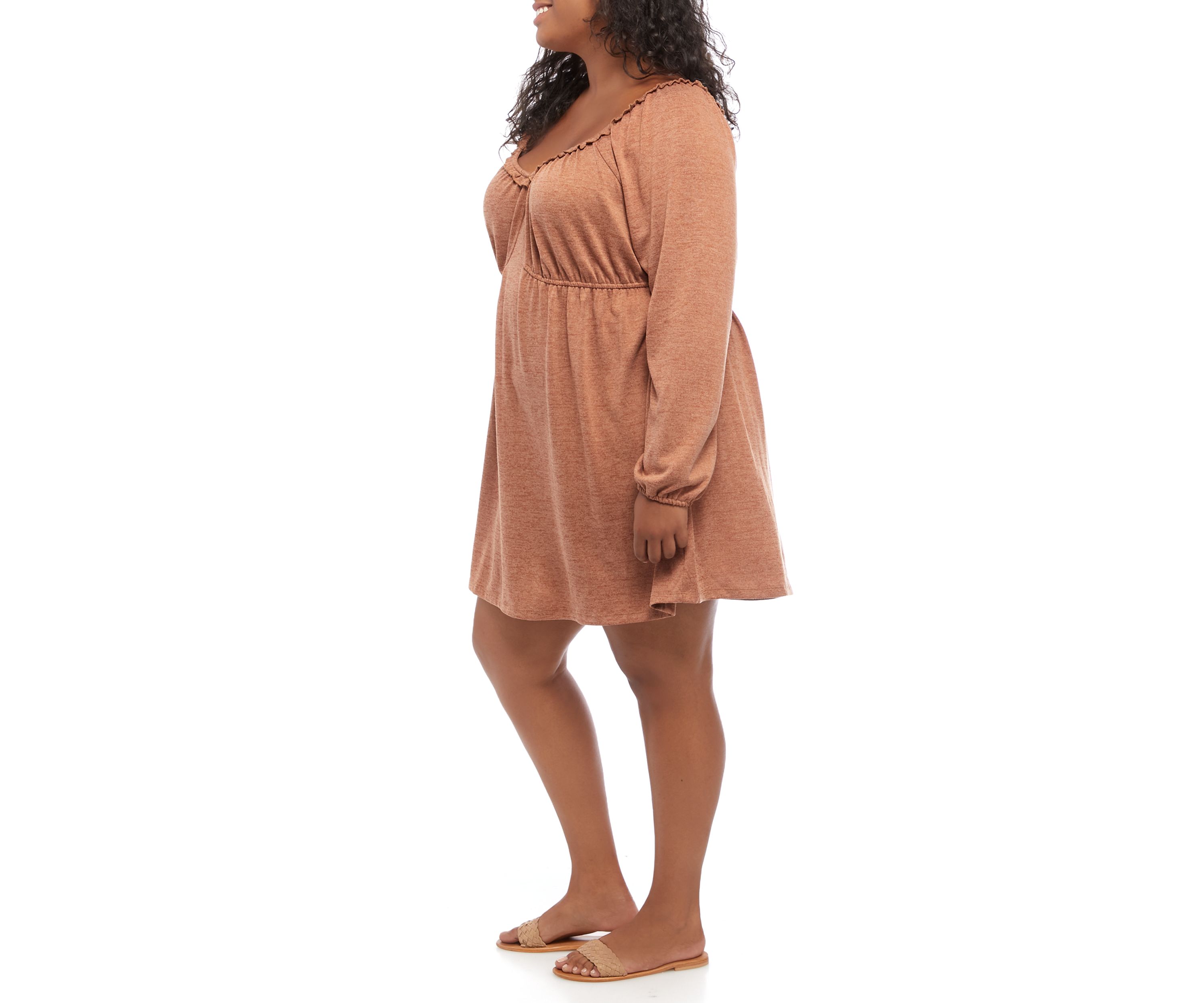 Plus Size  Blouson Sleeve Babydoll Dress 