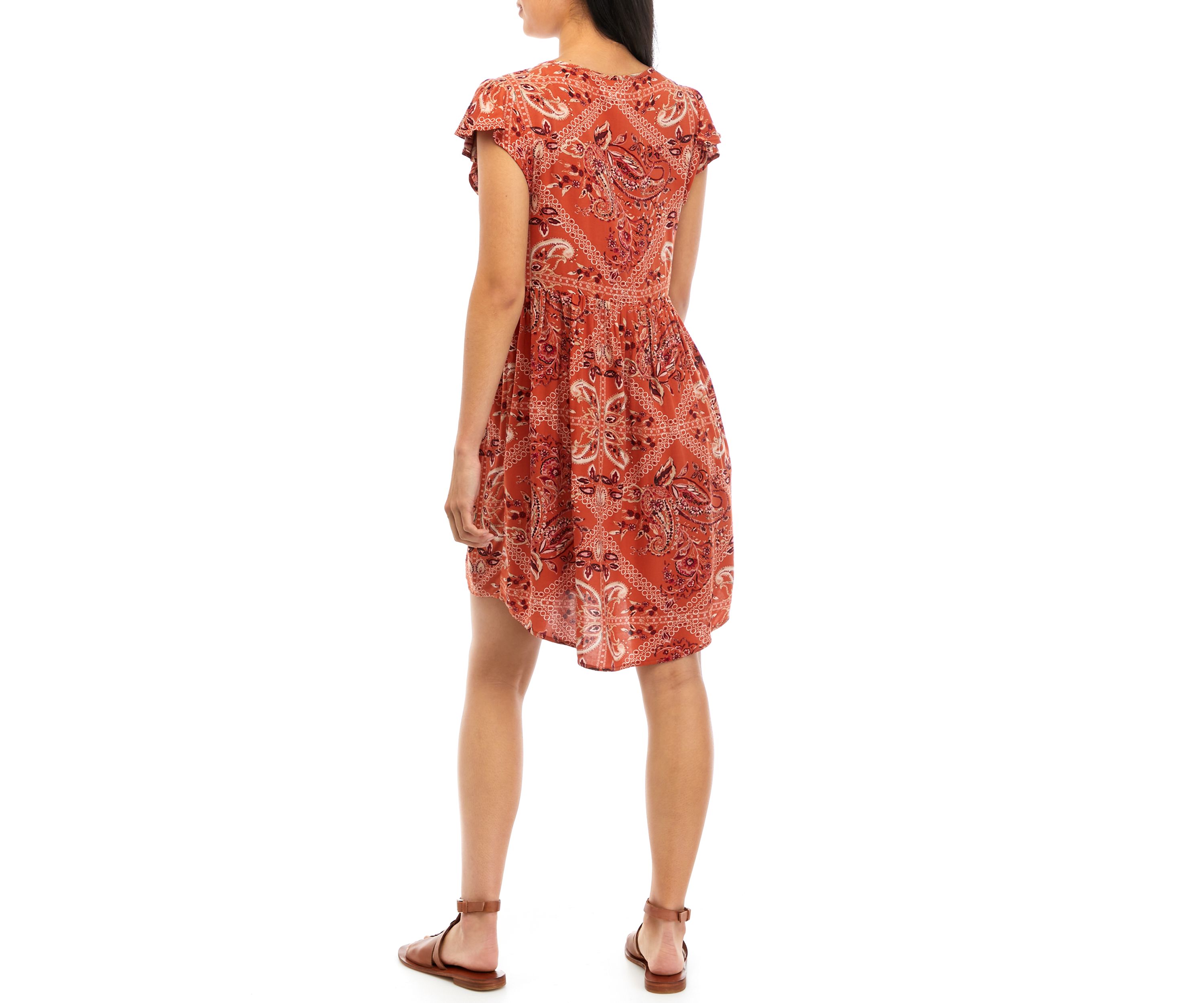 Printed Flutter Sleeve Dress
