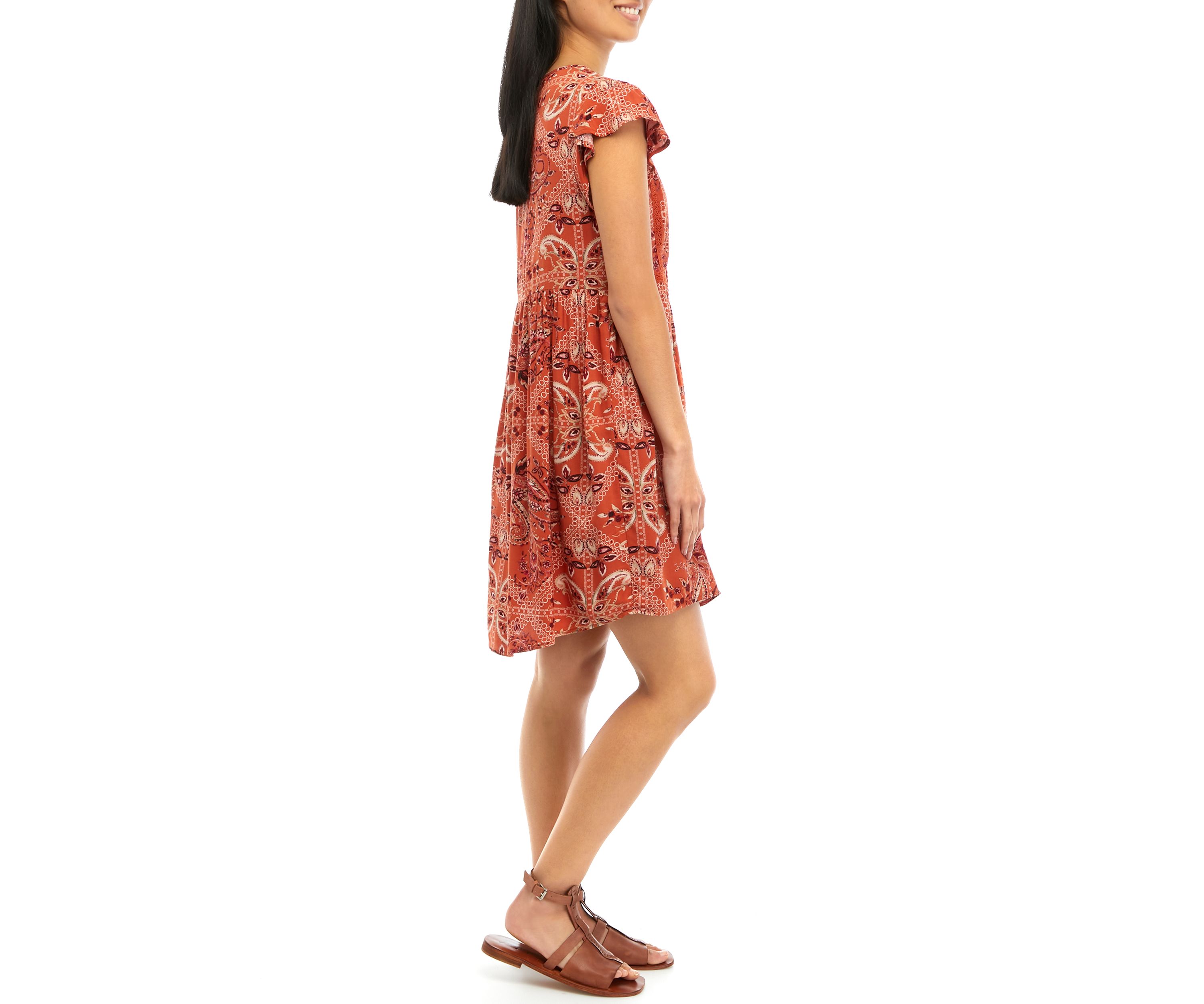 Printed Flutter Sleeve Dress