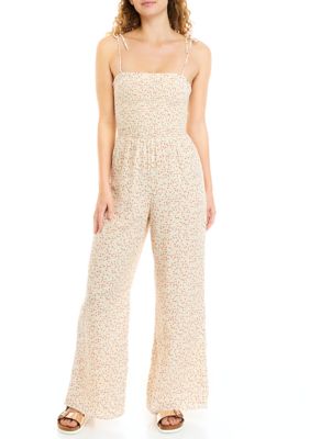 TRUE CRAFT Sleeveless Wide Leg Smocked Jumpsuit belk