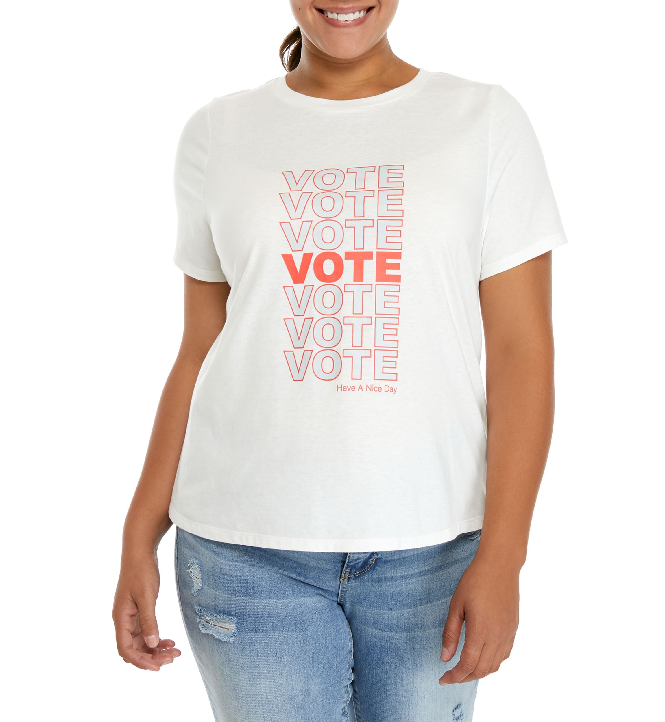 Plus Size Short Sleeve Vote Graphic T-Shirt