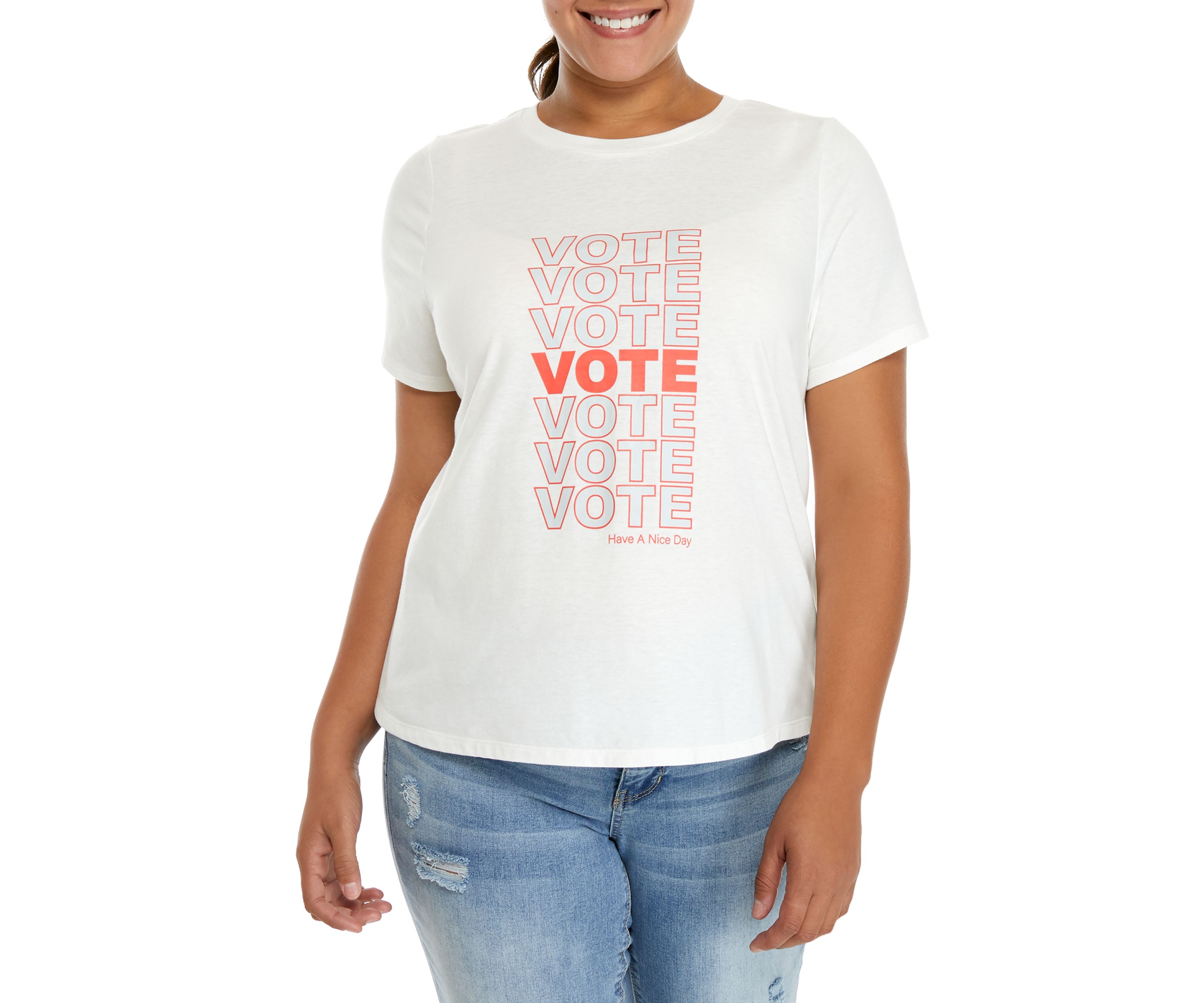 Plus Size Short Sleeve Vote Graphic T-Shirt
