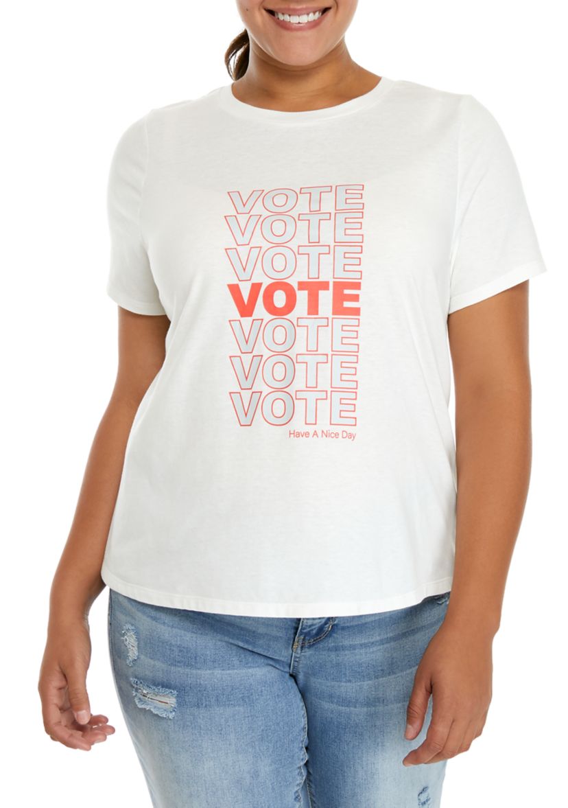 Plus Size Short Sleeve Vote Graphic T-Shirt