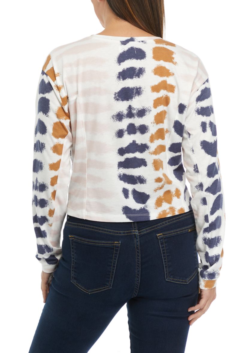 Long Sleeve Tie Dye Henley Shirt 