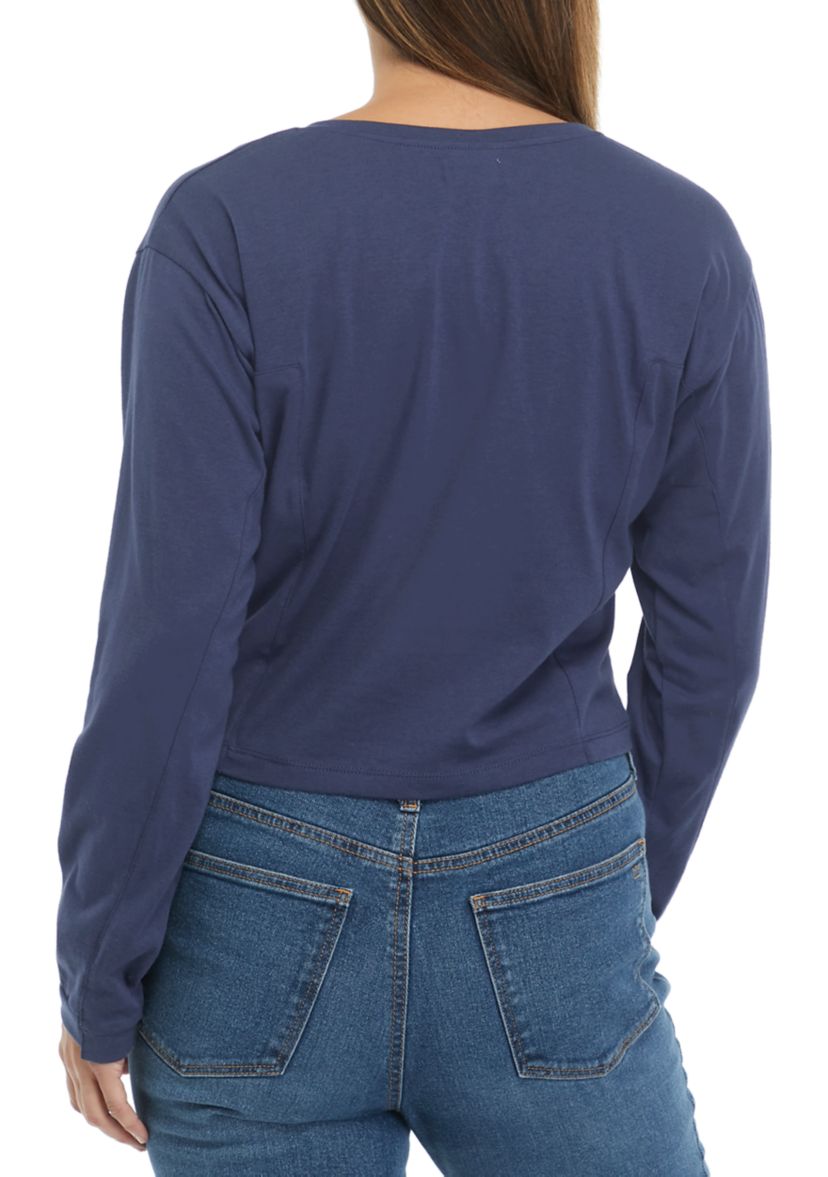 Long Sleeve Seamed Henley Shirt 