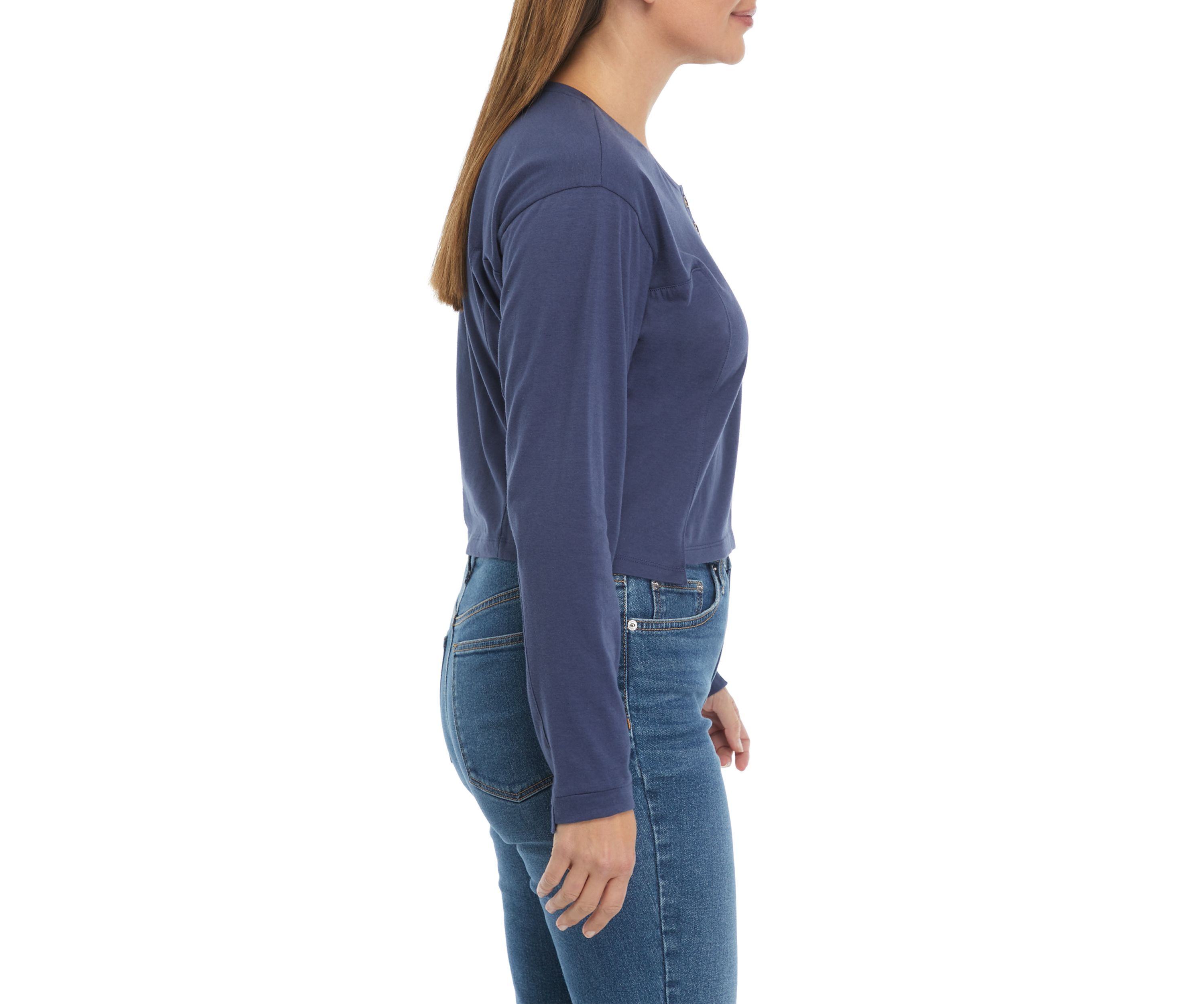 Long Sleeve Seamed Henley Shirt 