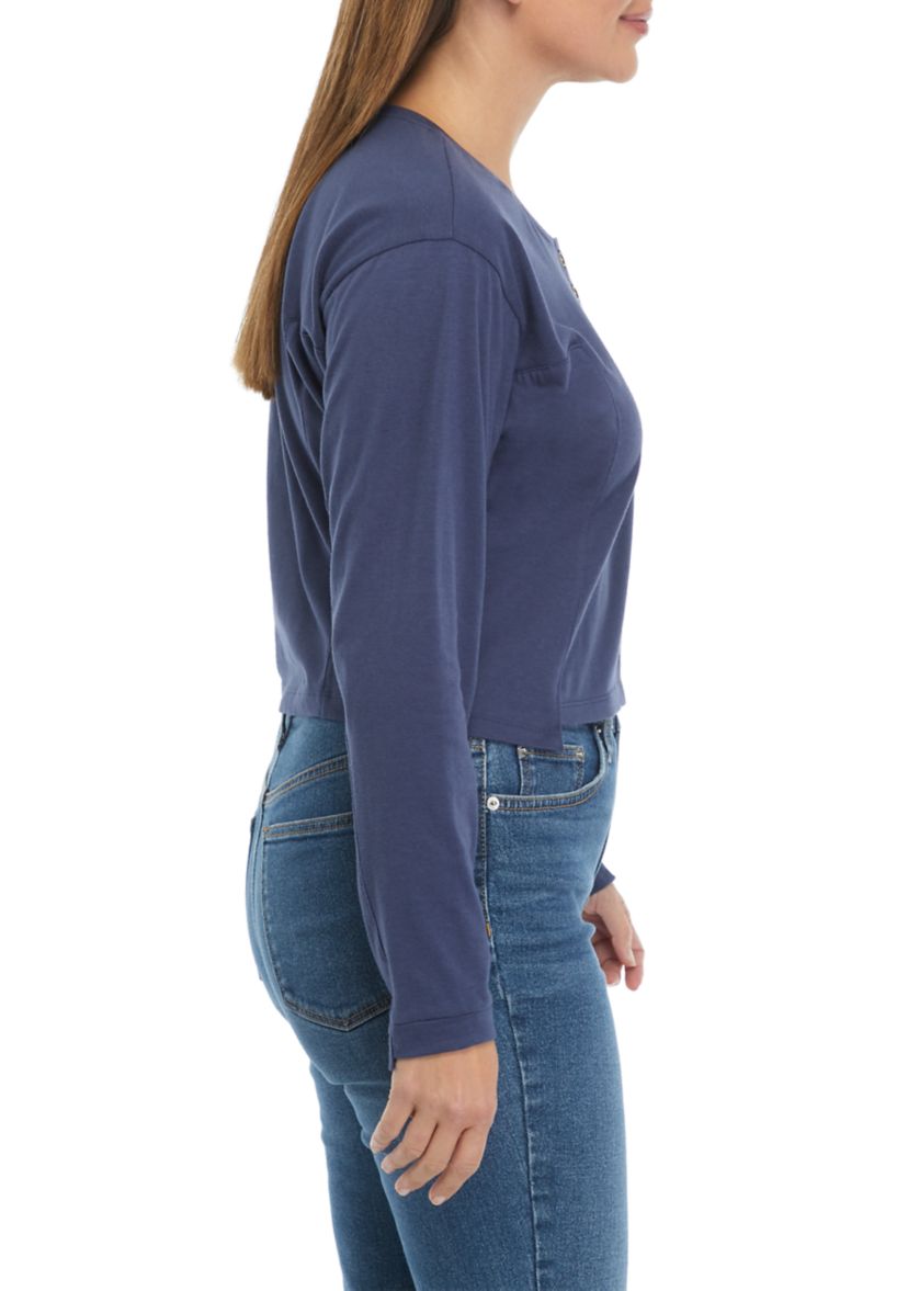 Long Sleeve Seamed Henley Shirt 