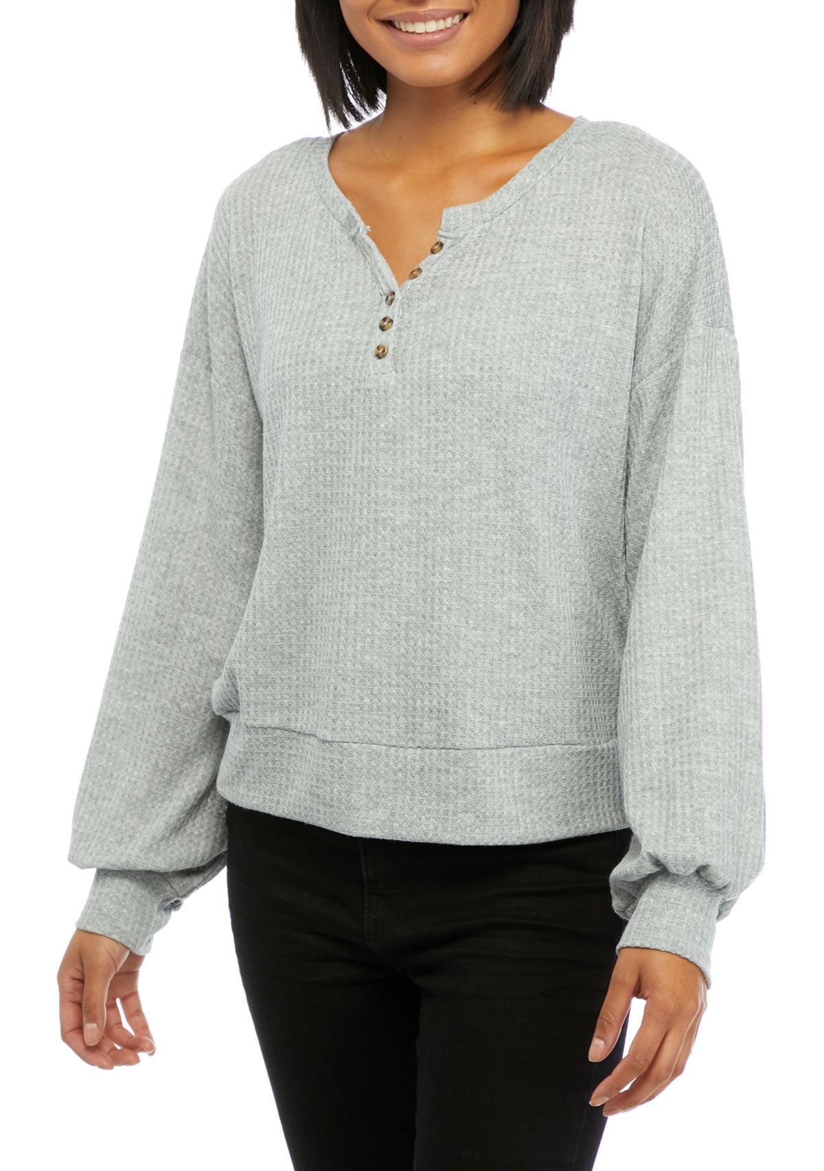 Oversized Waffle Henley Shirt 