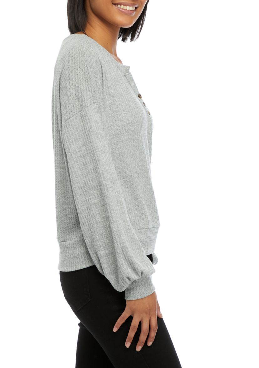 Oversized Waffle Henley Shirt 