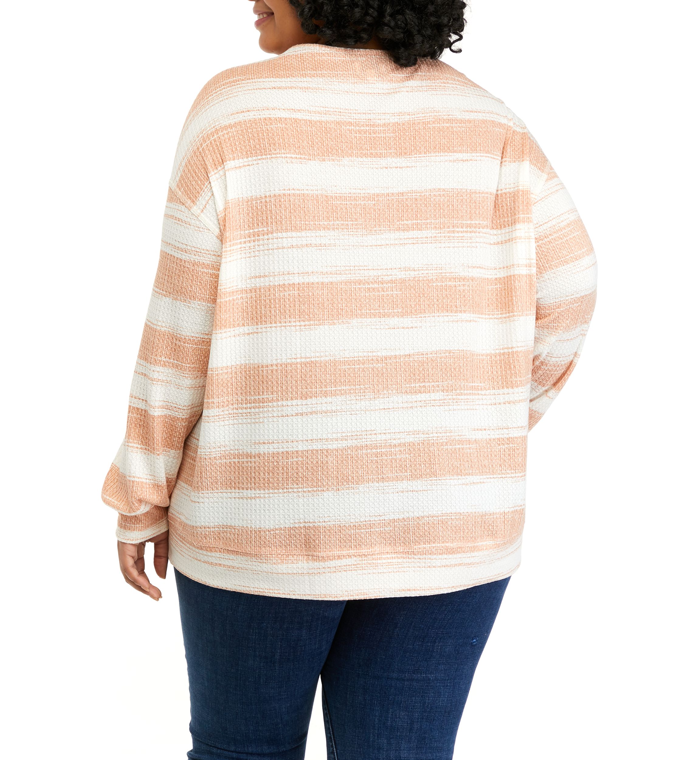 Plus Size Long Sleeve Waffle Knit Top