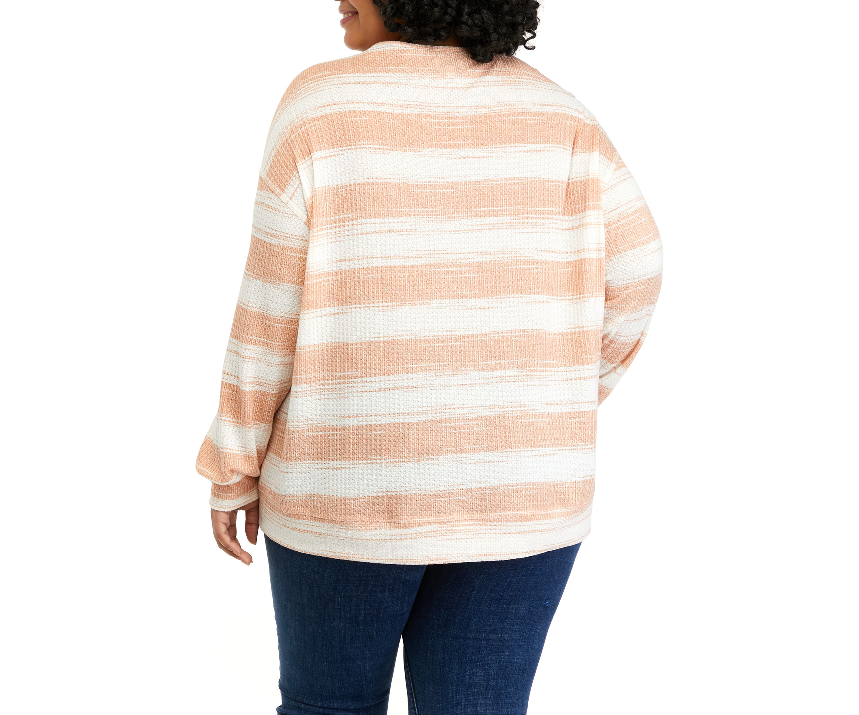 Plus Size Long Sleeve Waffle Knit Top