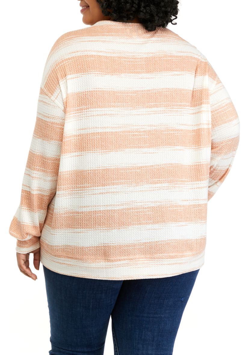 Plus Size Long Sleeve Waffle Knit Top