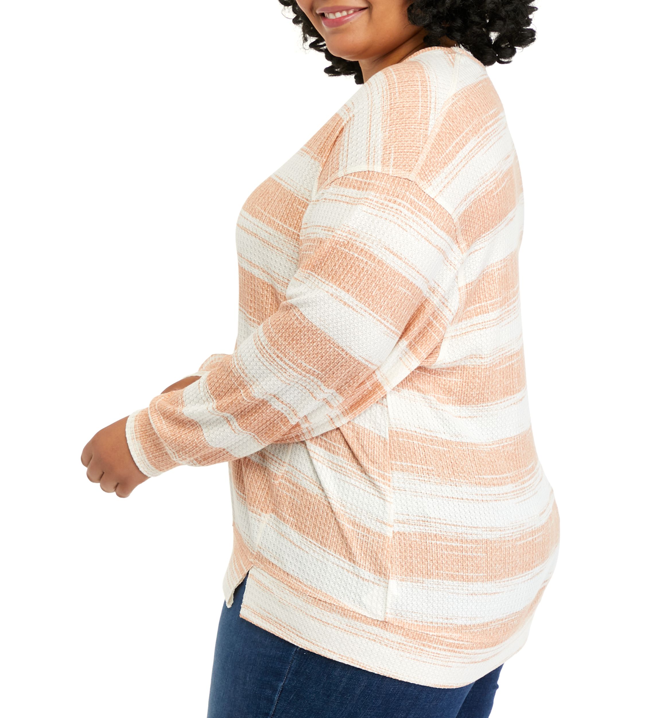 Plus Size Long Sleeve Waffle Knit Top