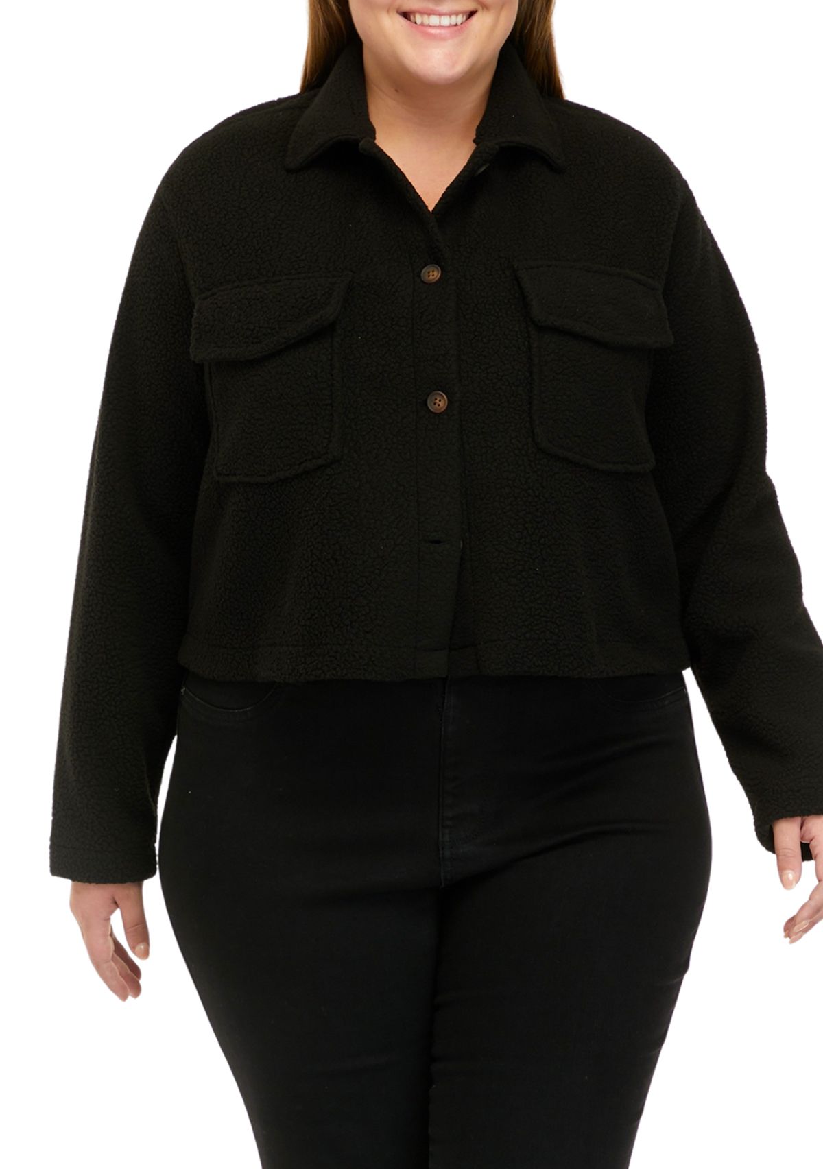 Plus Size Sherpa Jacket