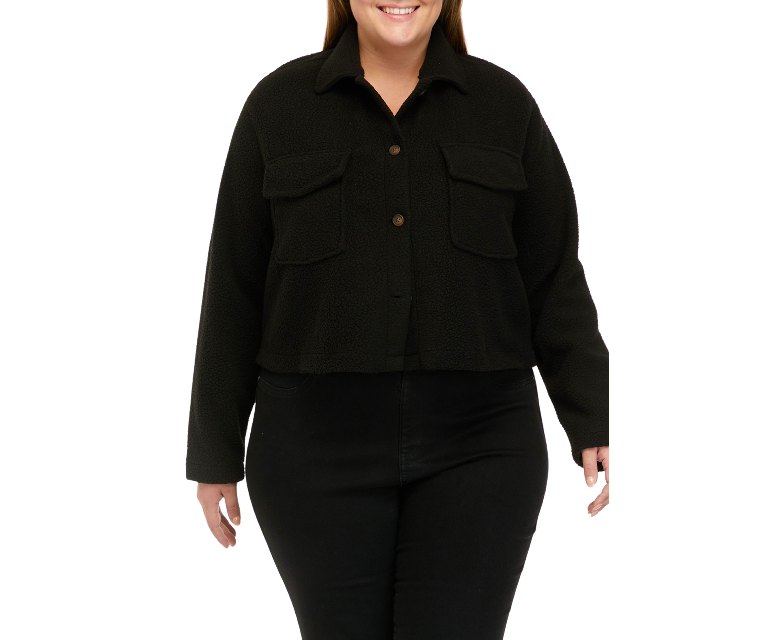 Plus Size Sherpa Jacket