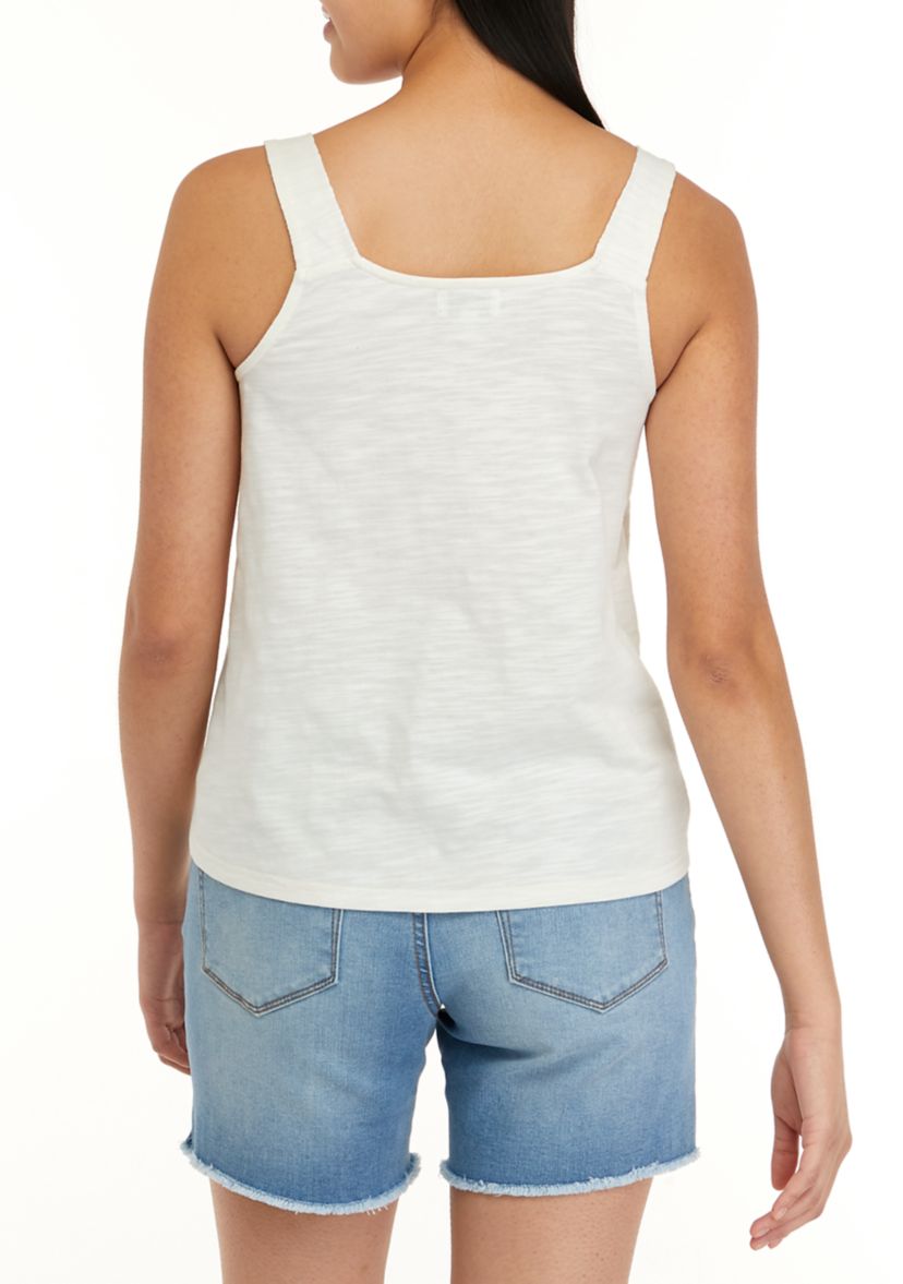 Sleeveless Knit Tank Top with Trim