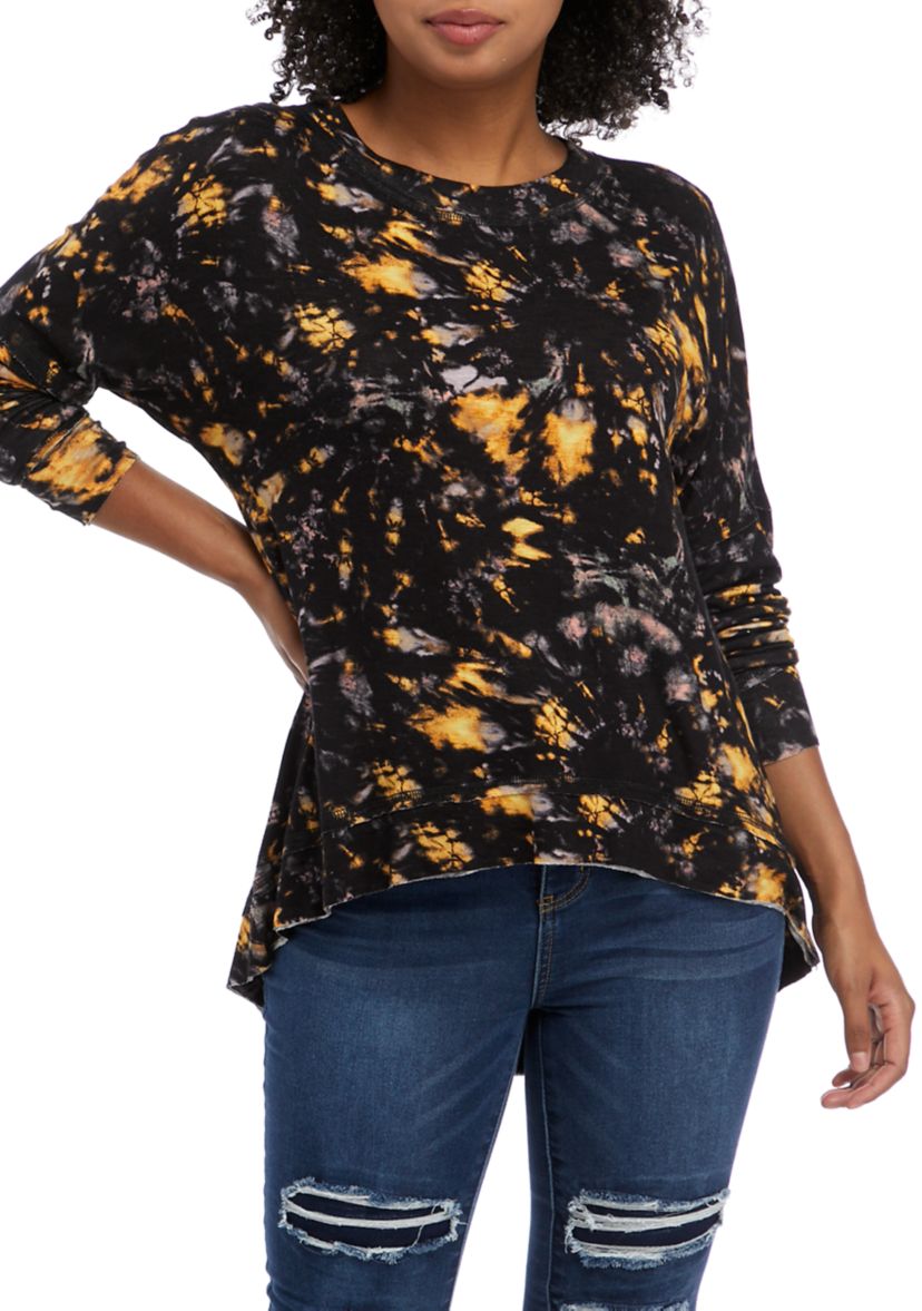 Long Sleeve Sheer Back High Low Top 