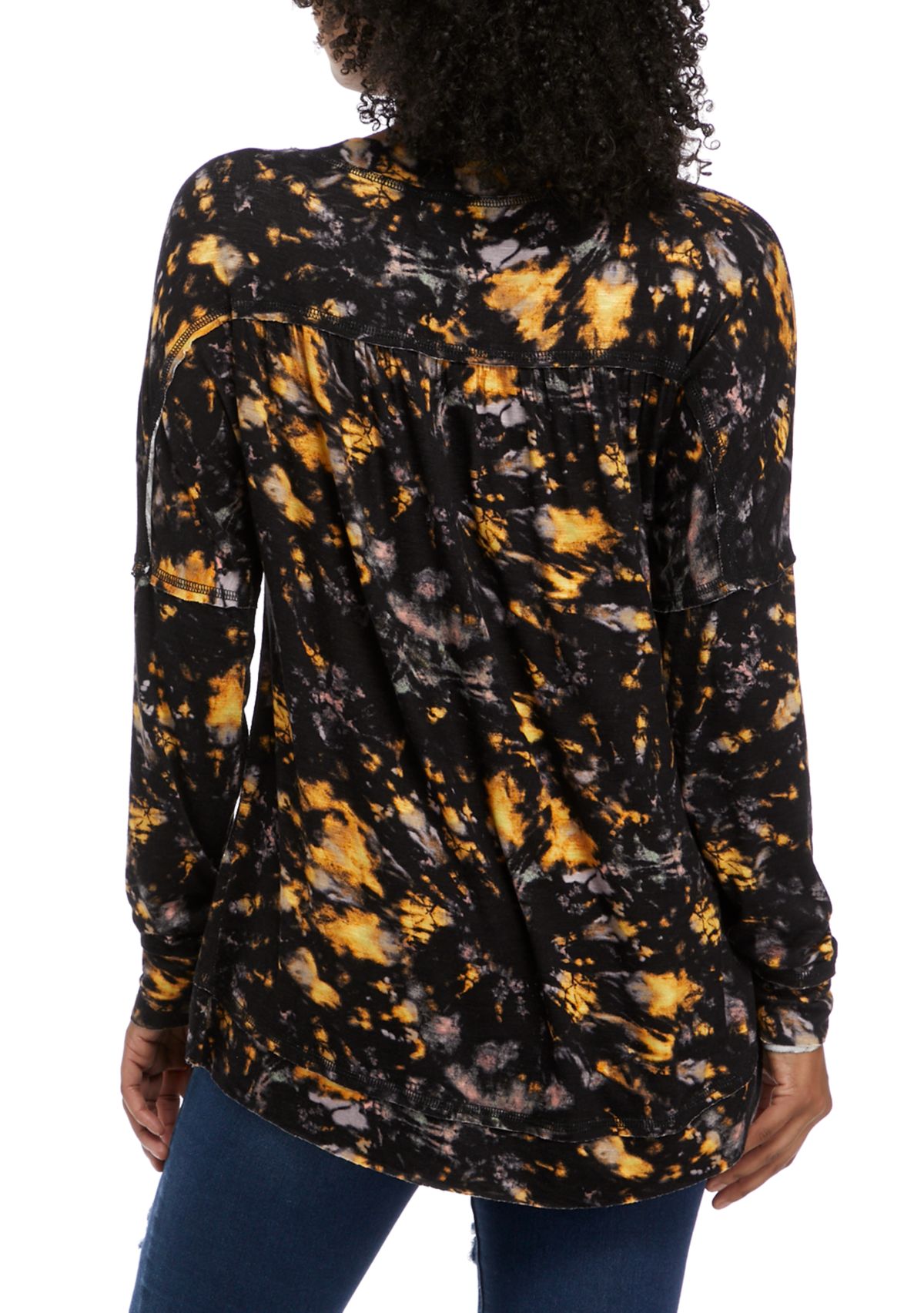 Long Sleeve Sheer Back High Low Top 