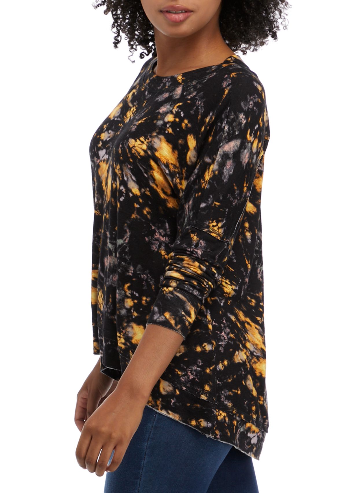 Long Sleeve Sheer Back High Low Top 